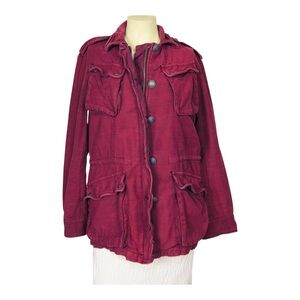 Free People Deep Red Utility Jacket